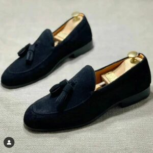 Navy Suede Tassel Loafers