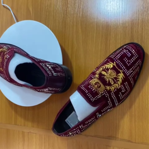 Velvet Rhinestone Loafers with Monogram