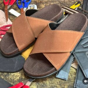 Men's Cross-Strap Slide Slippers Light Brown