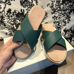 Men's Cross-Strap Slide Slippers Green